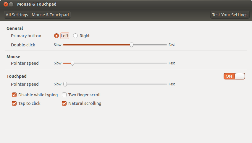 Mouse & touchpad settings - Ubuntu 13.10