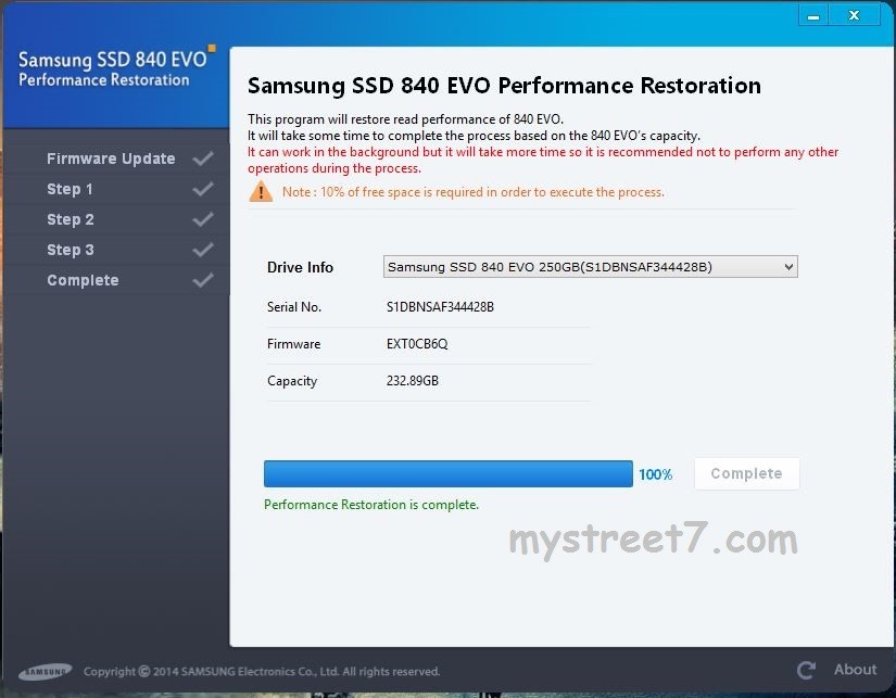 SSD performance restoration